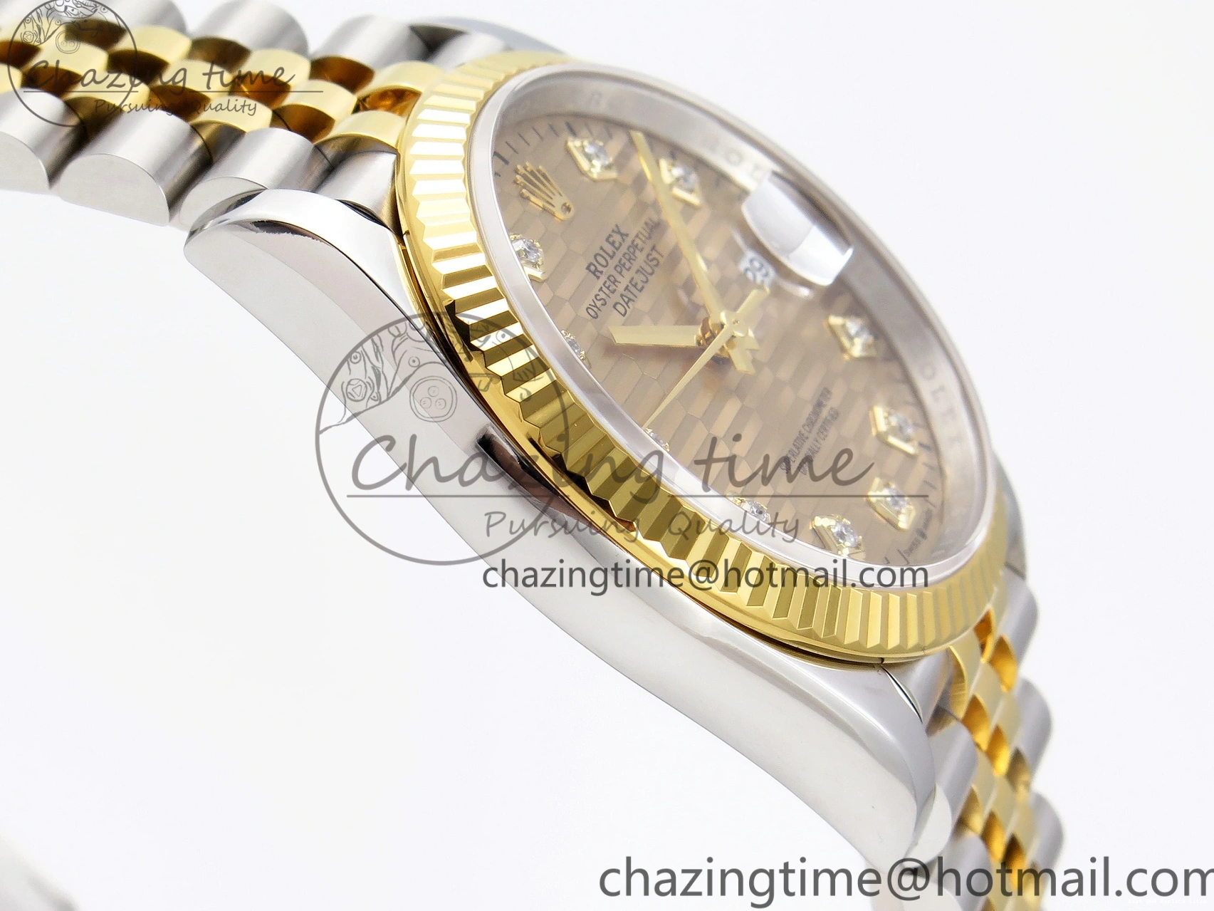 Good Copy Rolex Watches Best 904L on VS Premium Edition 1897 YG Diamonds 1:1 36 Jubilee Steel Textured SS Bracelet DateJust 126233 Dial VSF 0102